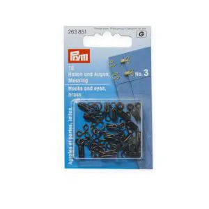 Prym Hooks and Eyes, Brass - Nickel No.3