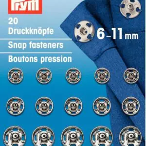Prym Snap Fasteners - Assorted 6-11mm Silver