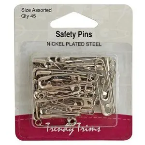 Trendy Trims - Safety Pins Nickel Plated Steel Assorted