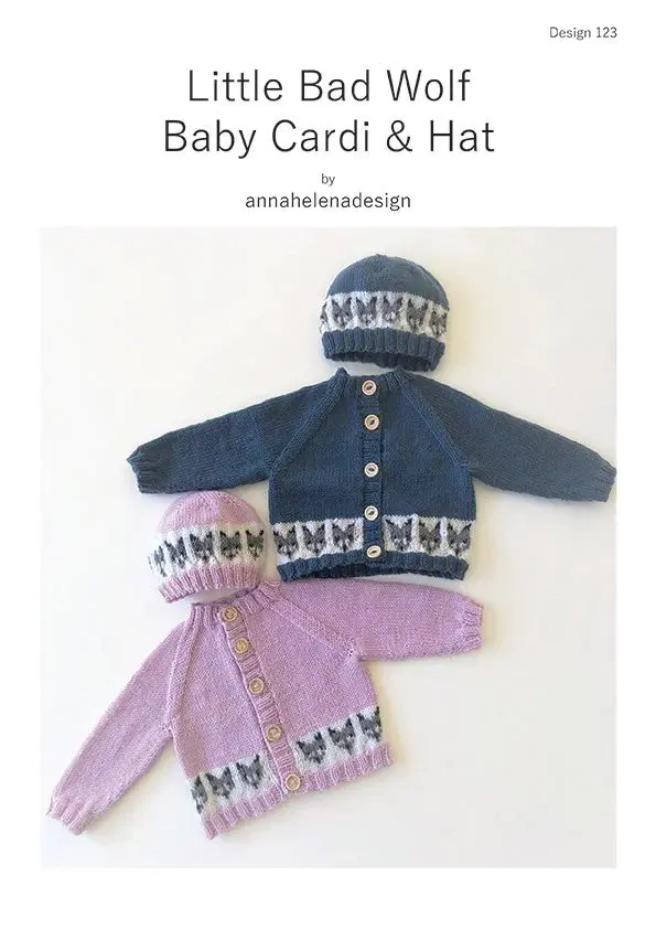 Little Bad Wolf Baby Cardi and Hat By Anna Helena Design