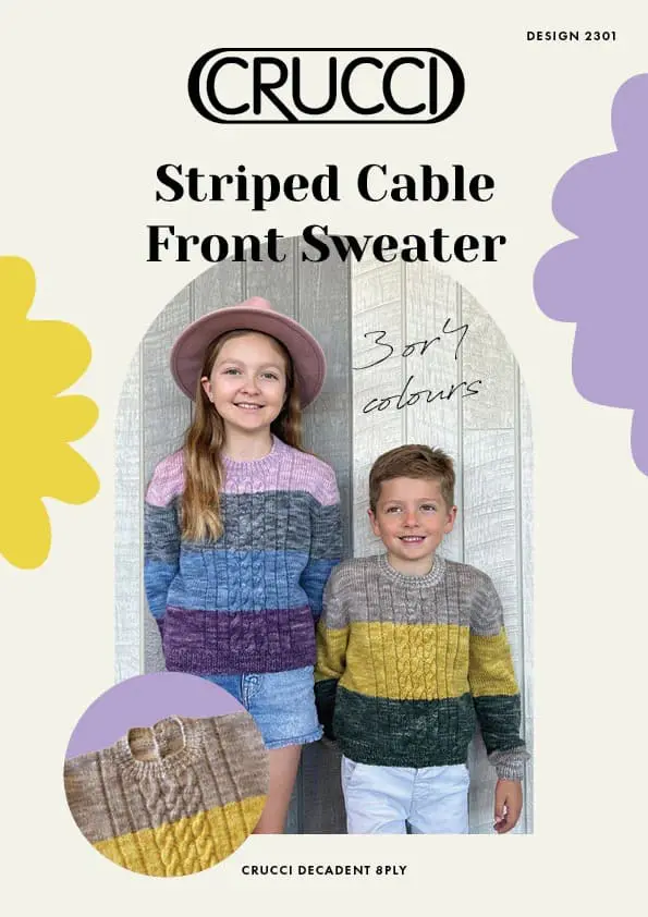Crucci Child's Striped Cable Sweater Knitting Pattern 2301