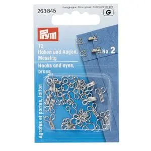 Prym Hooks and Eyes Silver No. 2 x 12pc