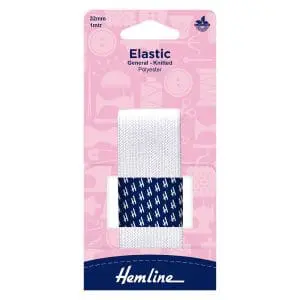 Elastic Knitted White 32mm x 1m