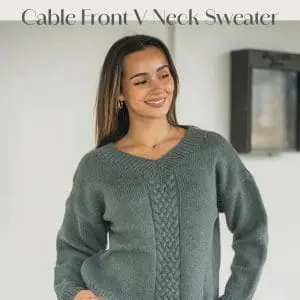 Crucci 2305 V Neck Cable Sweater