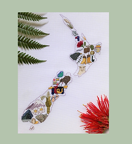 NZ Map With Icons Cross Stitch WTB20551