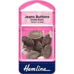 Jean Buttons x6 Bronze 16mm