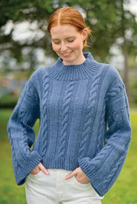 Crucci 2501Pattern Cabled Cropped Sweater 12ply - Image 2
