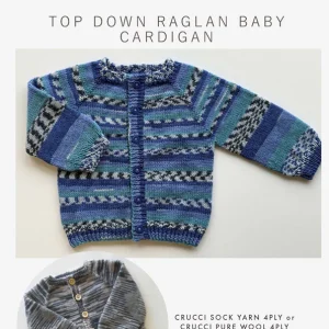 Crucci Top Down Raglan Baby Cardigan Knitting Pattern 2324