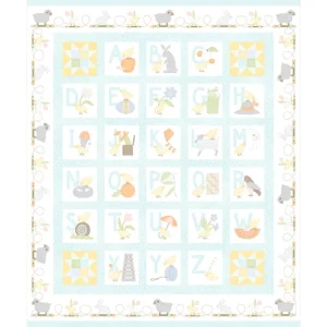 Maywood Little Chicks Alphabet Panel, Aqua, Flannel
