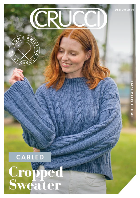 Crucci 2501Pattern Cabled Cropped Sweater 12ply
